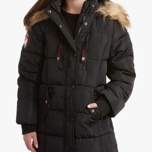 Youth Quilted Winter Parka with Plush Hood Trim